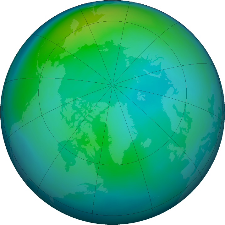 Arctic ozone map for October 2016